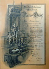 Meisterbrief von 1922 Tischlerei Kruse aus Melle OT St. Annen